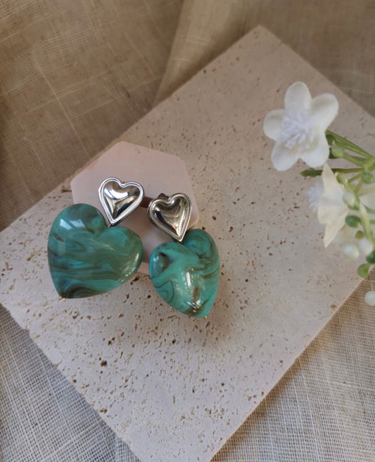 Boucles Coeur turquoise