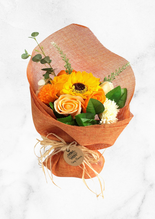 Bouquet de fleurs en savon - orange
