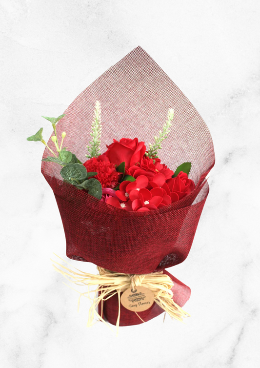 Bouquet de fleurs en savon - rouge