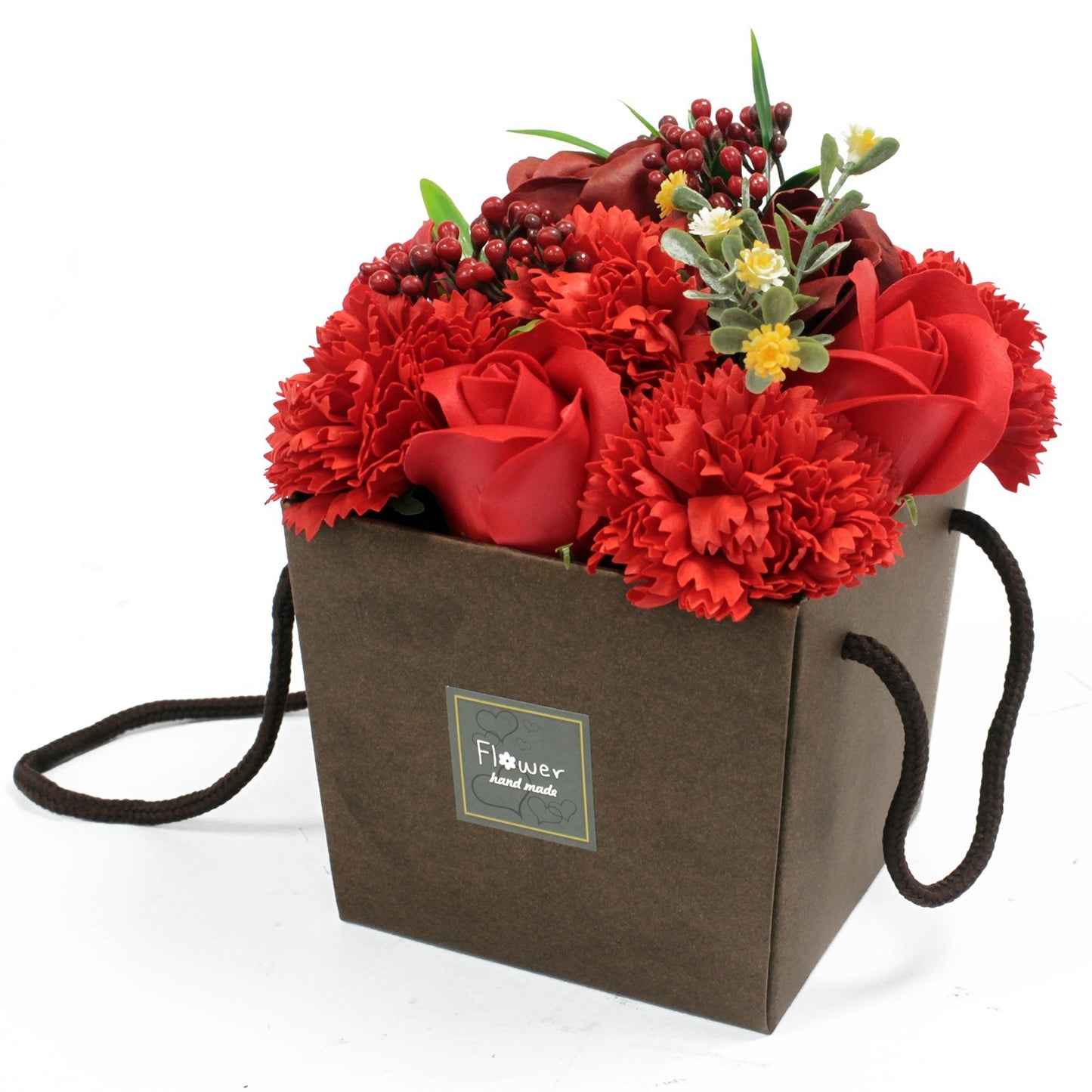 Soap Flower Bouquet - Red Roses and Carnations