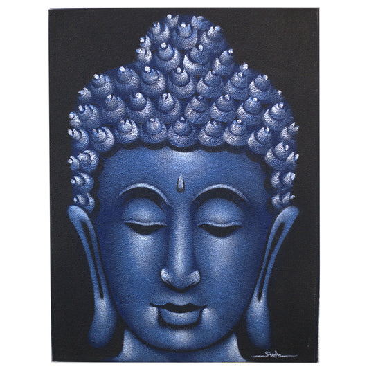 Tableau Bouddha Finition sable bleu