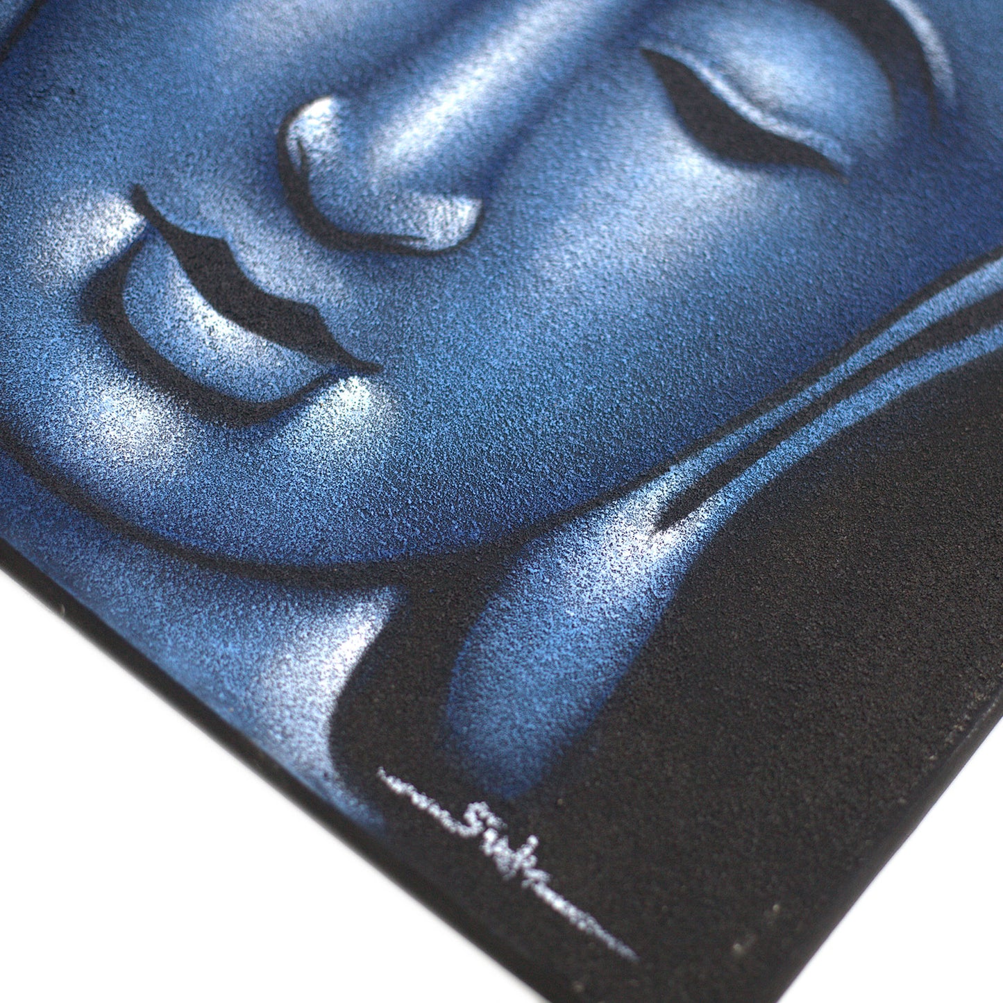 Tableau Bouddha Finition sable bleu