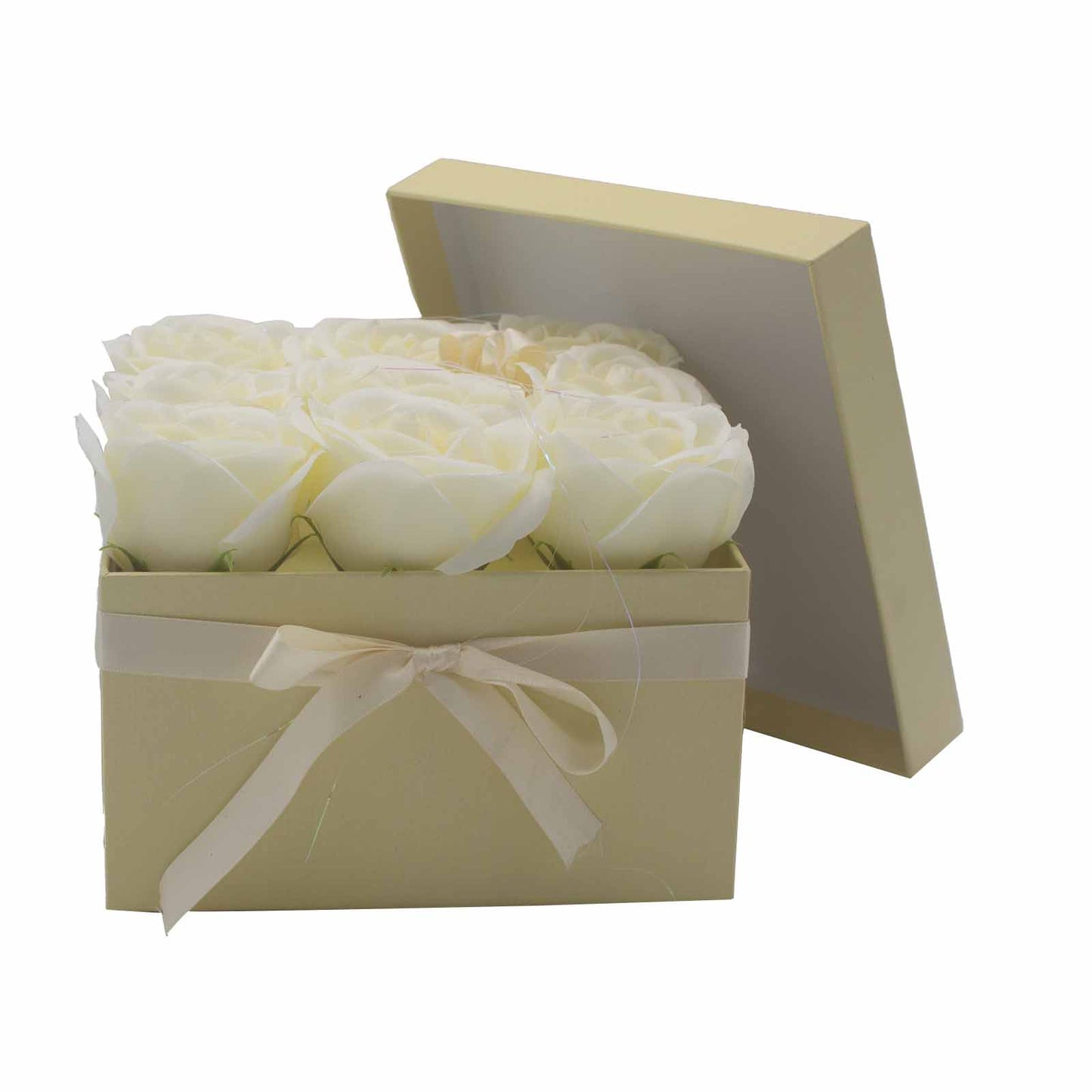 Soap Flower Bouquet - White Roses - Square