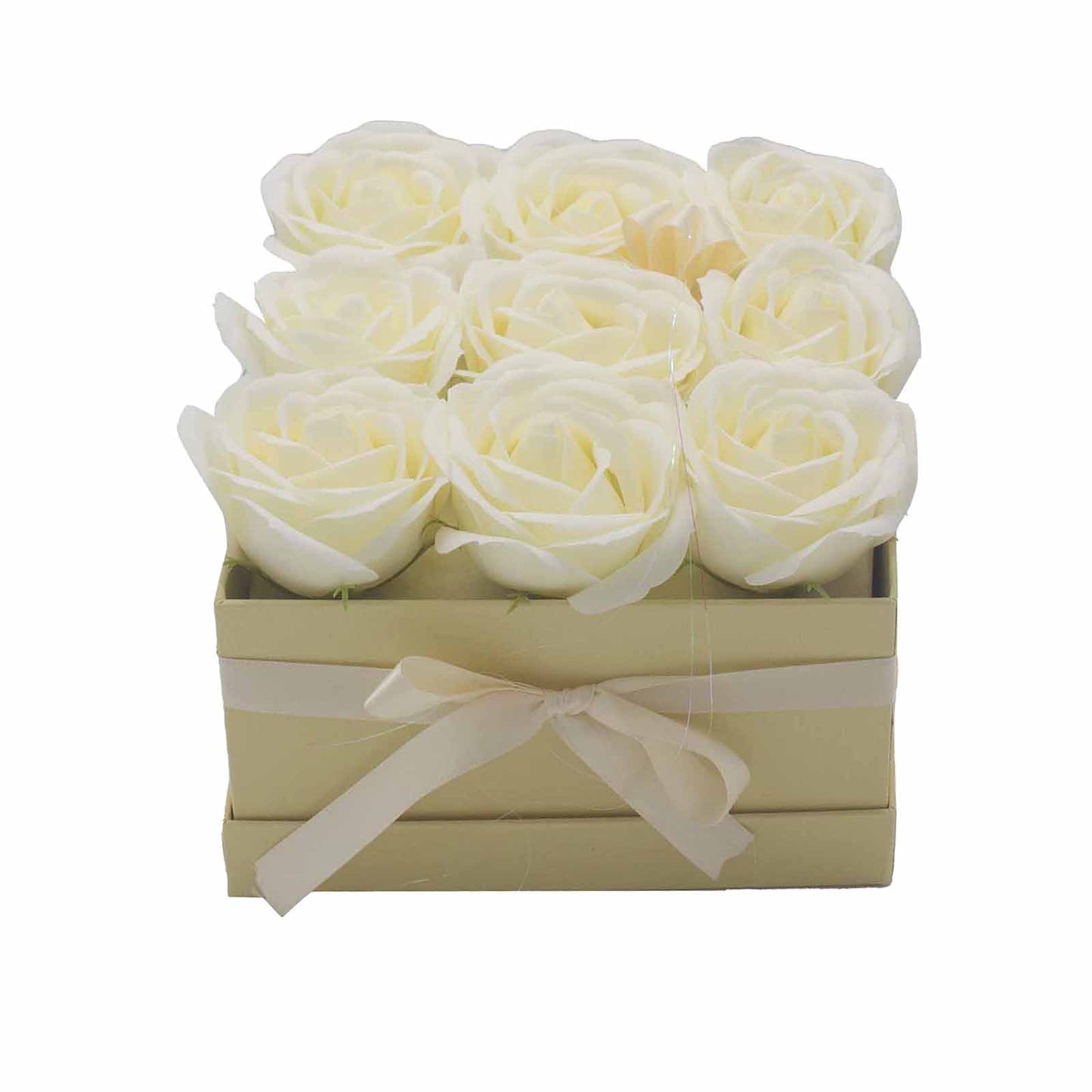 Bouquet de fleurs de savon - Roses blanches - Carré