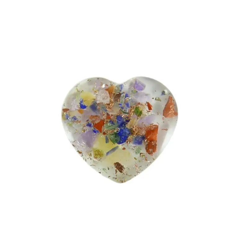 Resin heart mixed with minerals
