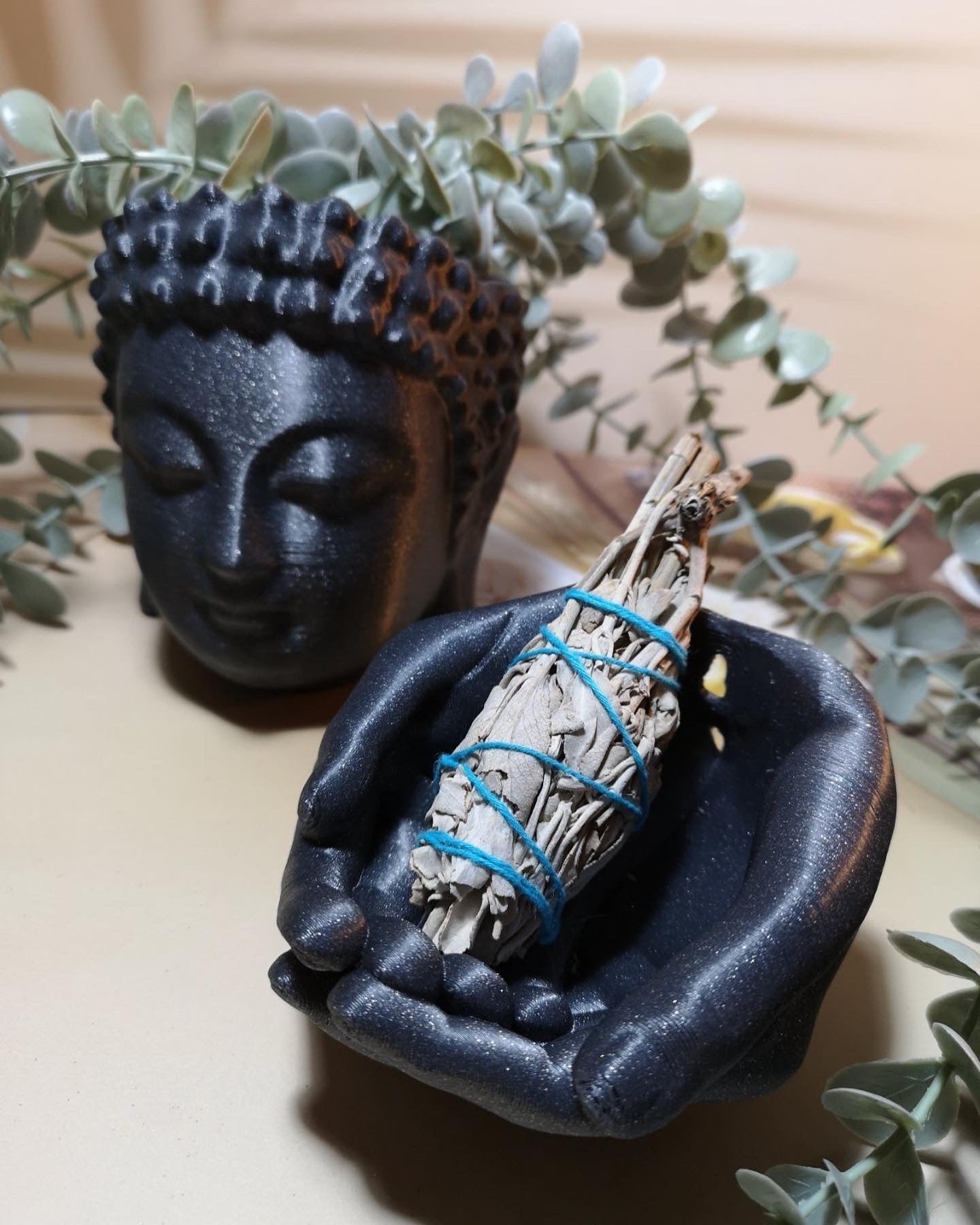 Pot tête de Bouddha - Volcan gris - Grande taille - Impression 3D