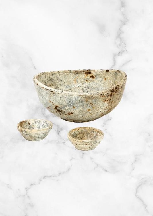The Burned Curved Bowls - Antique - Set of 3