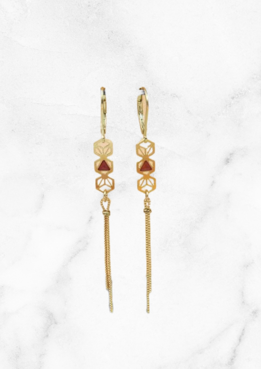 Long orange Ziyatrio earrings