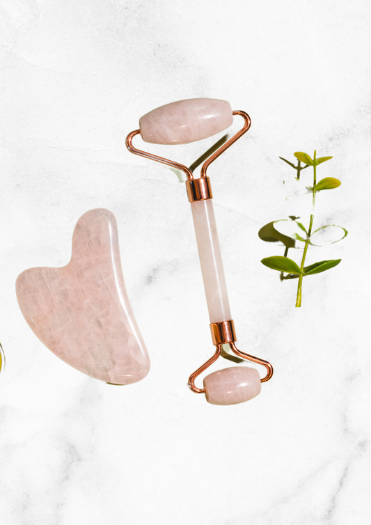 Rouleau de massage visage en quartz rose