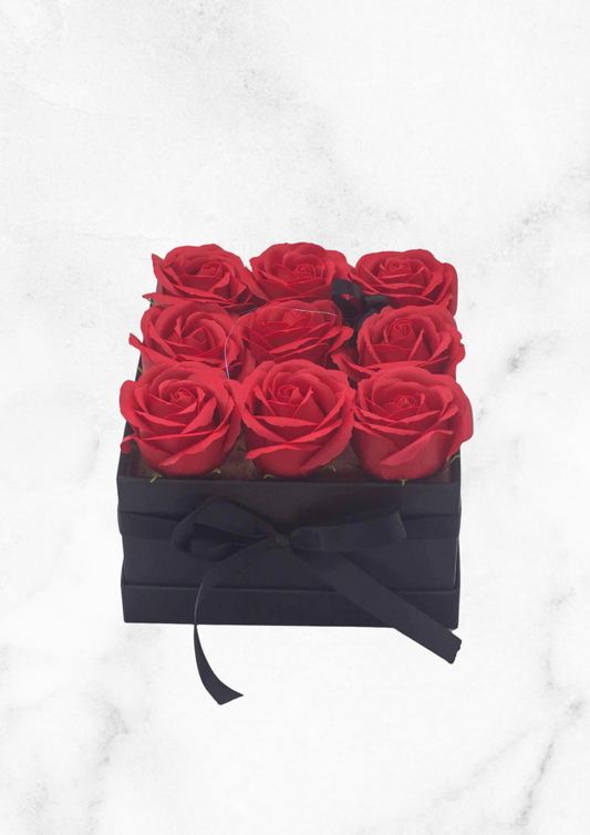 Bouquet de fleurs de savon - Roses Rouges - Carré