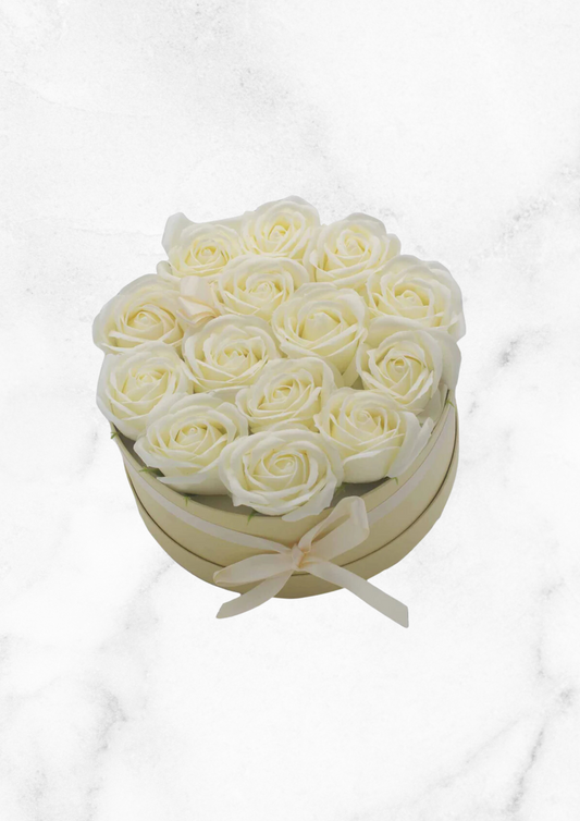 Bouquet de fleurs de savon - Roses claires - Rond