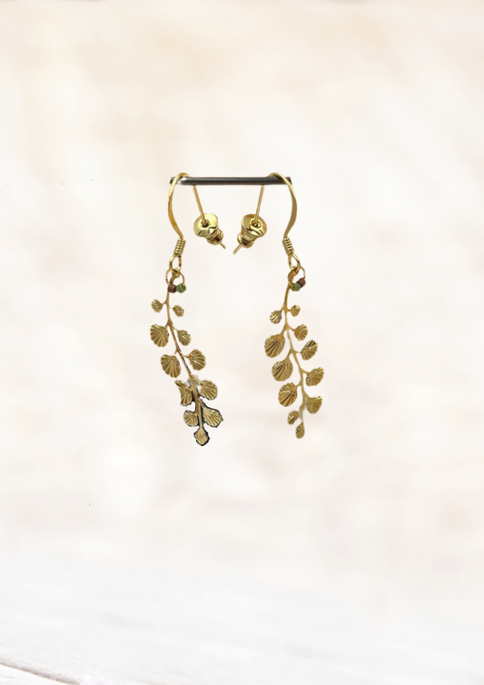 Foliage and pearl earrings