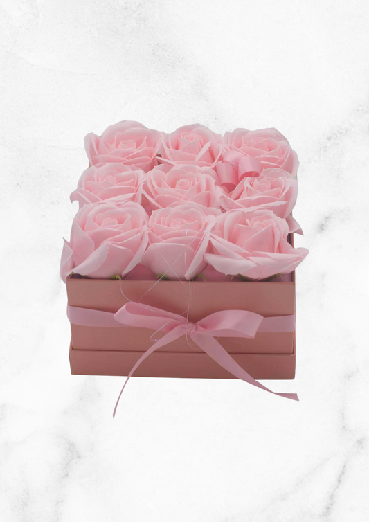 Soap Flower Bouquet - Pink Roses - Square
