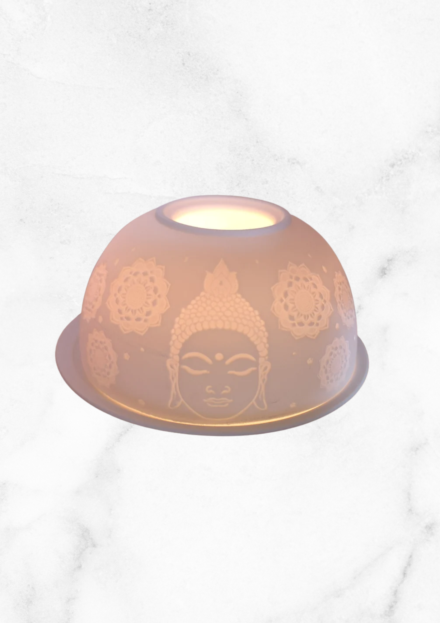 White candle holder - Buddha