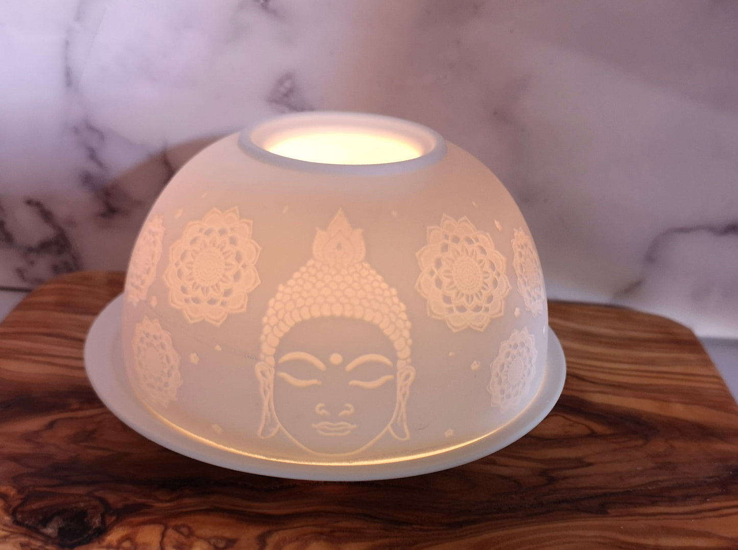 White candle holder - Buddha