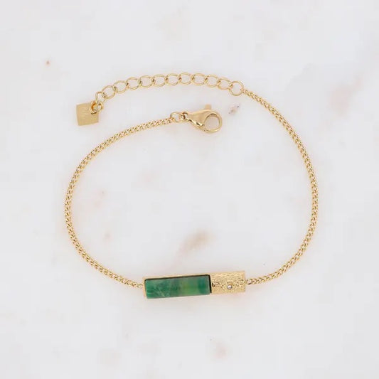 Bracelet Cyle doré  jaspe vert