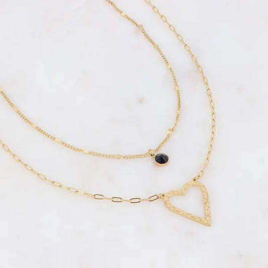 Célian gold and black crystal necklace