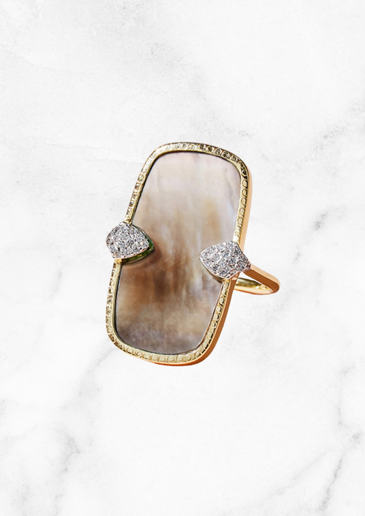 SANGHA RING — Gray mother-of-pearl T.56