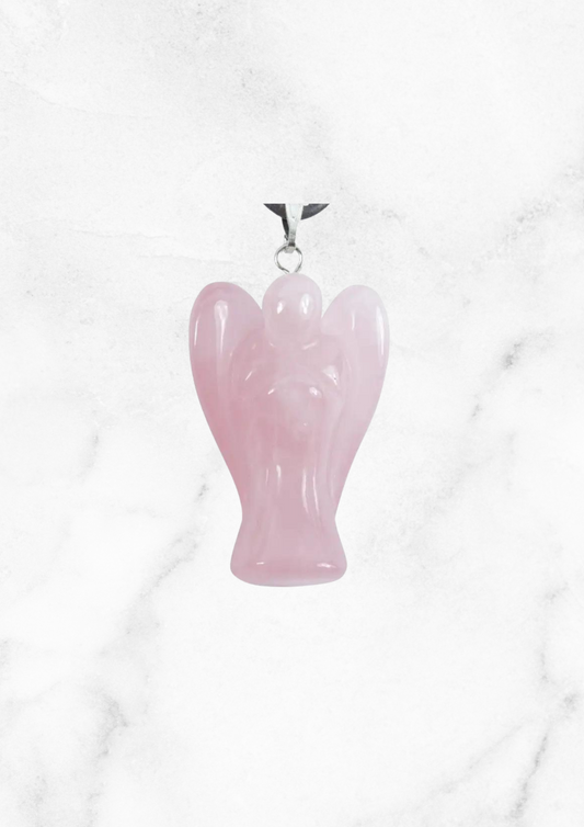 Collier ange en quartz rose