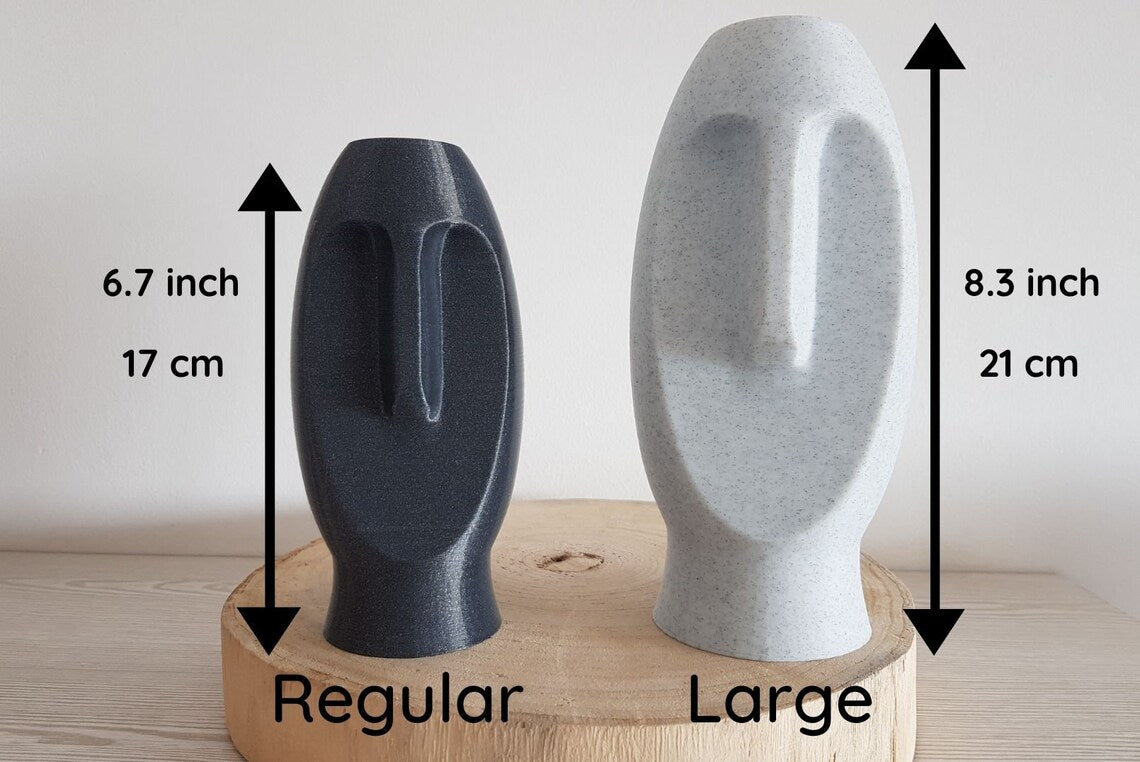 Vase Moai - Volcan gris - Grande taille - Impression 3D
