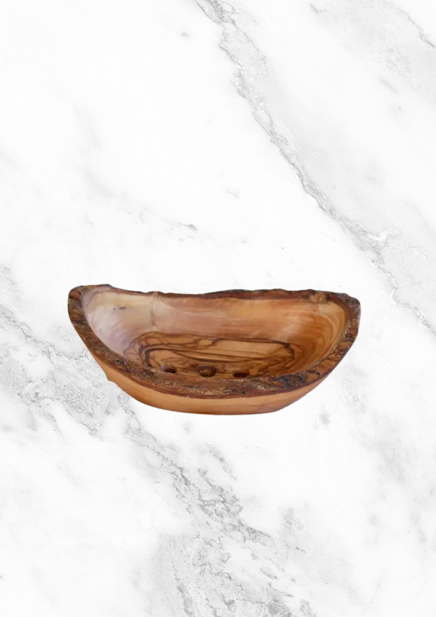 Rustic Olive Wood Soap Dish + Groove Size M